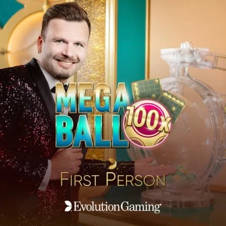 First Person Mega Ball logo by Evolution Spinanga Casino